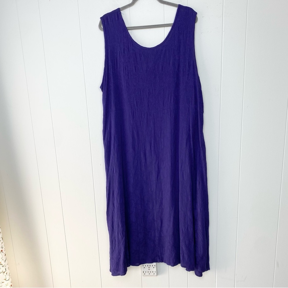 VTG More Jazz Dress Petite Sz 22 Purple Textured Sleeveless Feminine 80s - Picture 3 of 8
